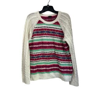 Talbots Fair Isle Sweater Nordic Winter Holiday Pullover Cozy Knit XL